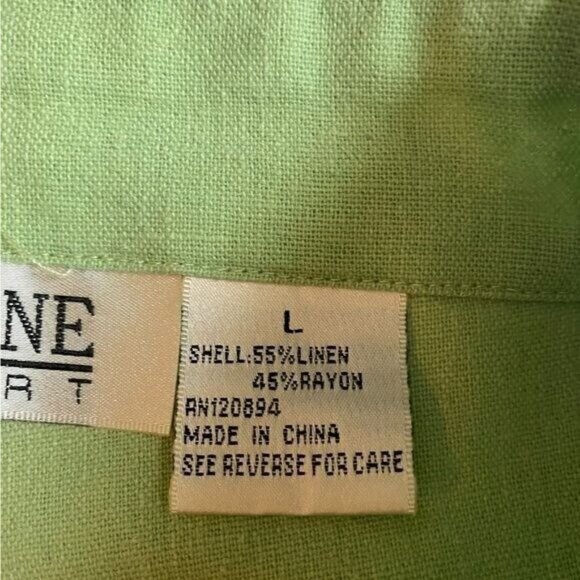 Selene Women Linen Wide Leg Cropped Pants Size Large Beachy Kelly Green Bohemian - Picture 6 of 8